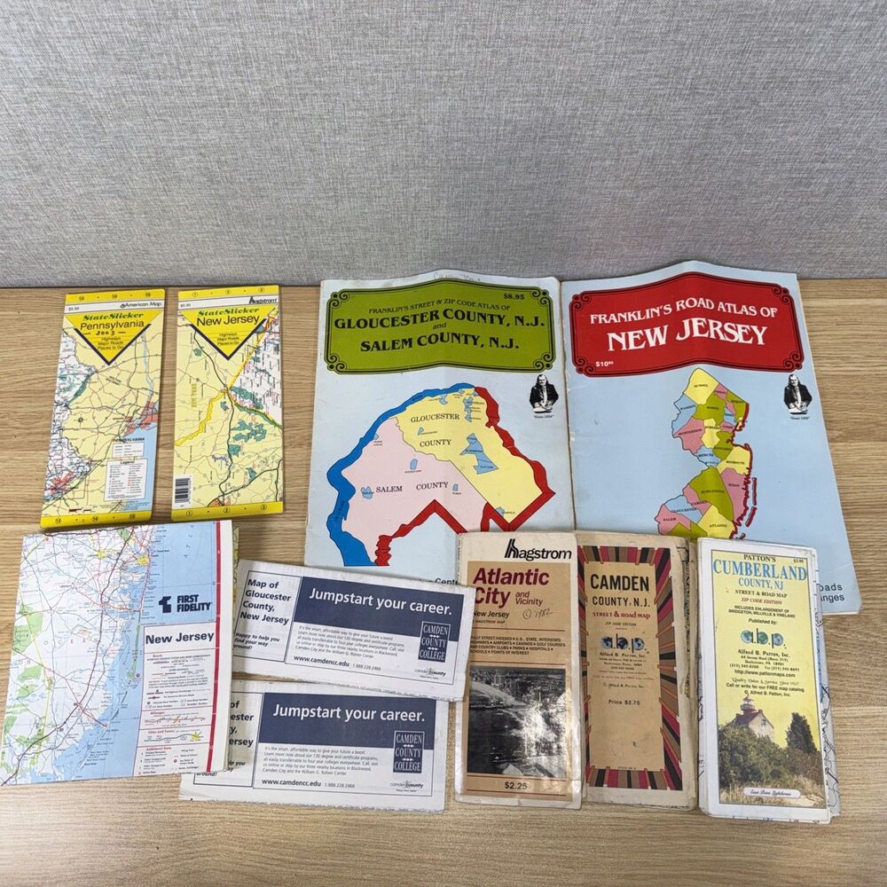 Vtg South Jersey Map Lot Franklin Atlas Hagstrom Patton Ephemera